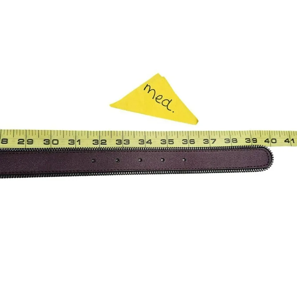 Brand Unknown NWT Burgundy Synthetic Leather Belt‎ Unique Zipper Edge Cyberpunk